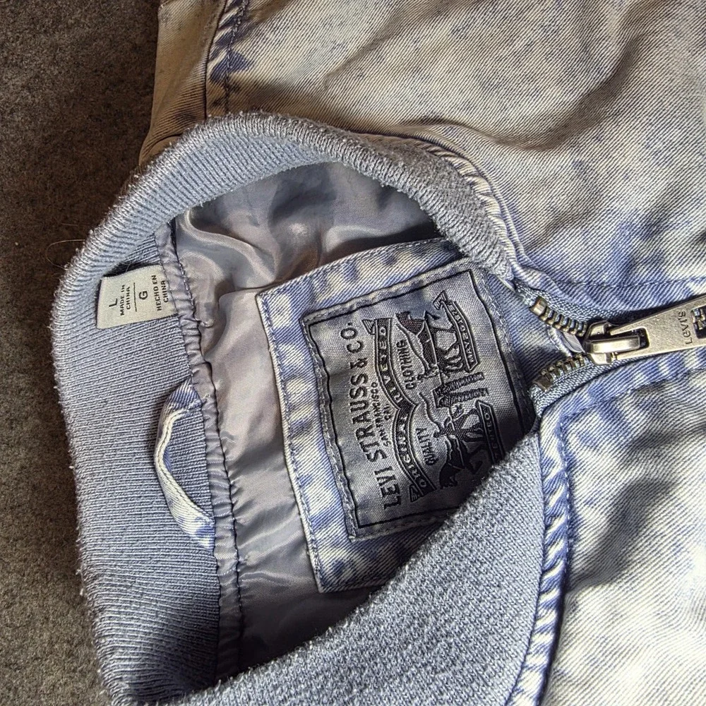 Levi's Acid Wash Denim MA-1 Bomber Jacket Large S1